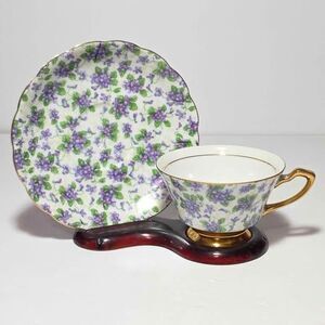 Purple Violets Teacup and Saucer Vintage